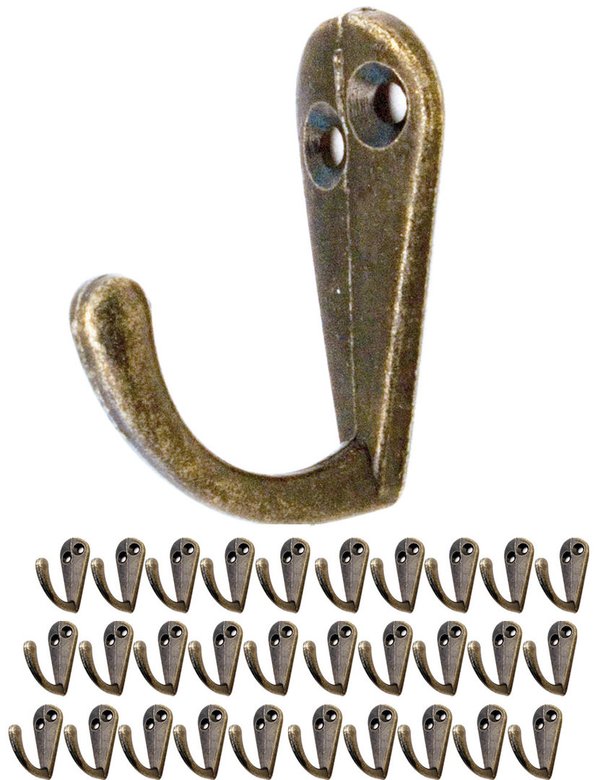 FUXXER® - Antik Haken | Guss-Eisen Messing Bronze Design | 30  x 12mm | 20er Set