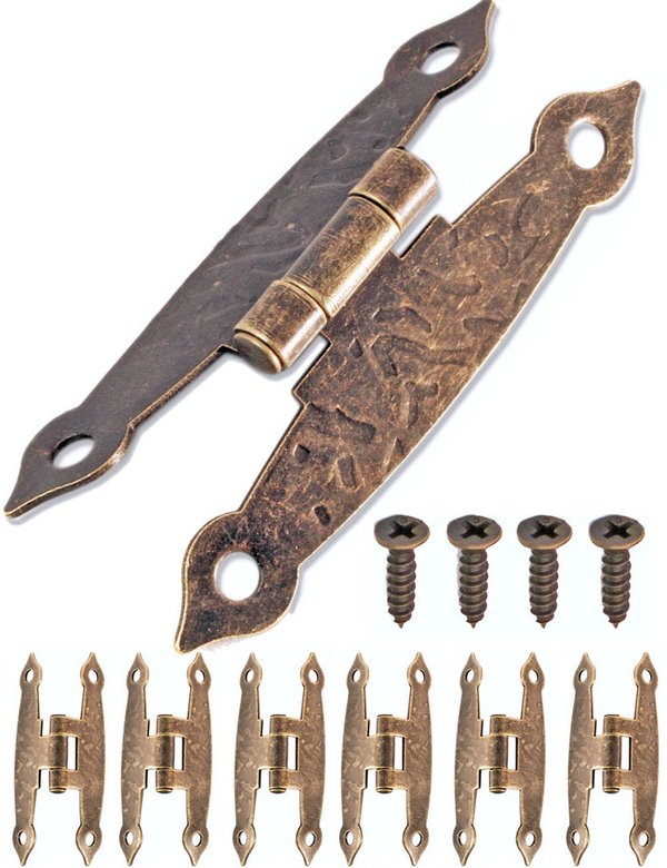 FUXXER® - 6x Antik Scharniere | Bronze Eisen Design | 65x34mm 6er Set