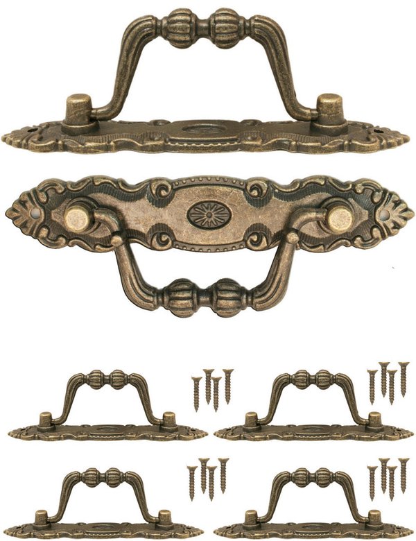 FUXXER® - 4x Antik Griffe klappbar | Schubladen, Kommoden | Bronze Design 10,5 x 2cm, 4er Set