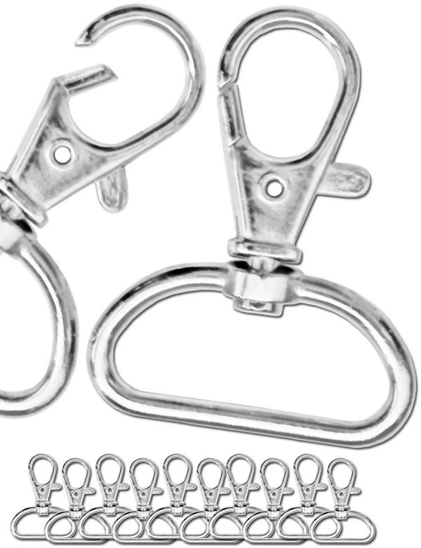 FUXXER® - 10x Schlüssel-Band Lanyard DIY Ringe Haken | 37 mm x 44 mm, 10er Set